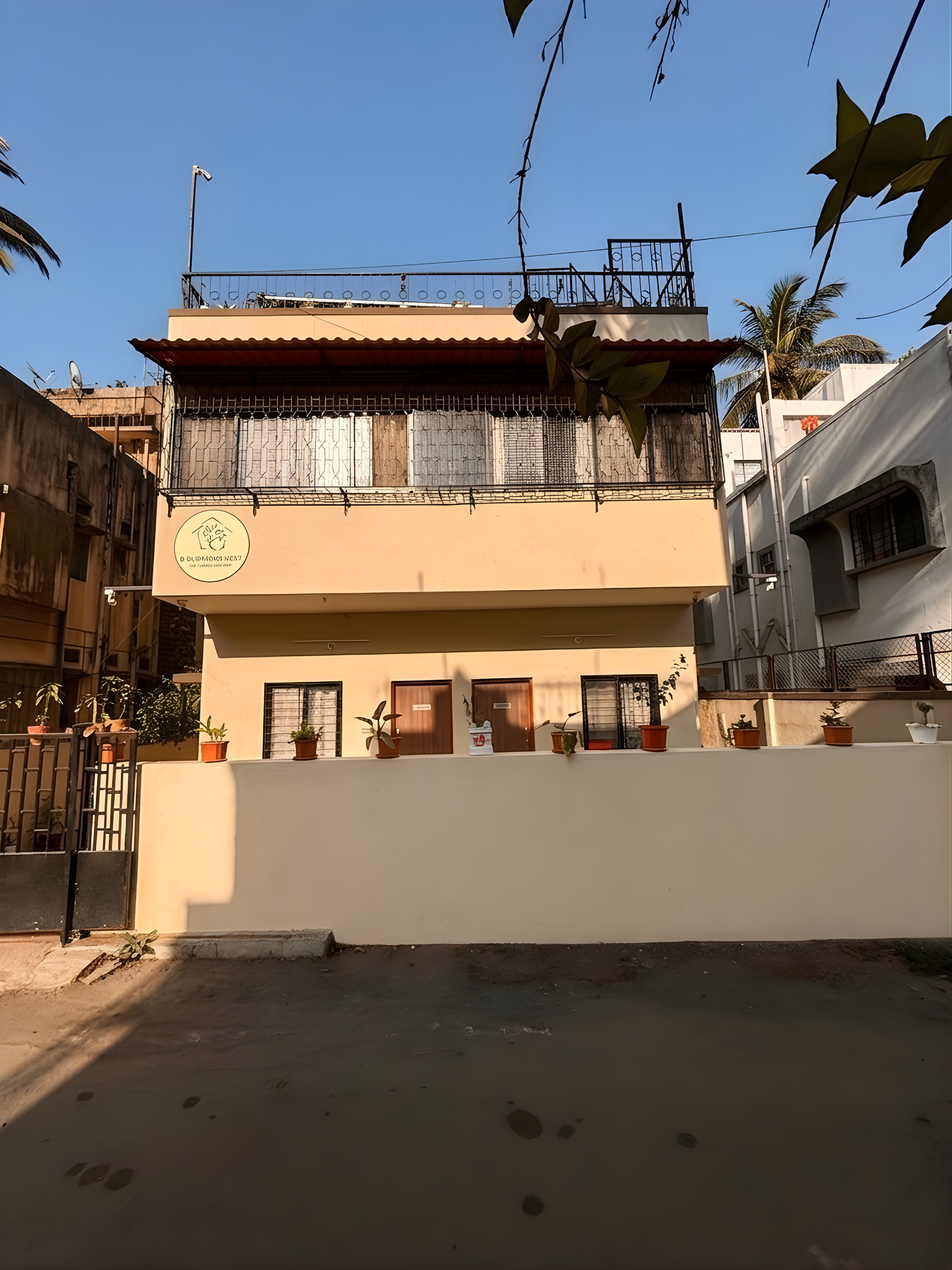Main gate and front view of D Gloaming Nest Kalyani Nagar Pune PG hostel